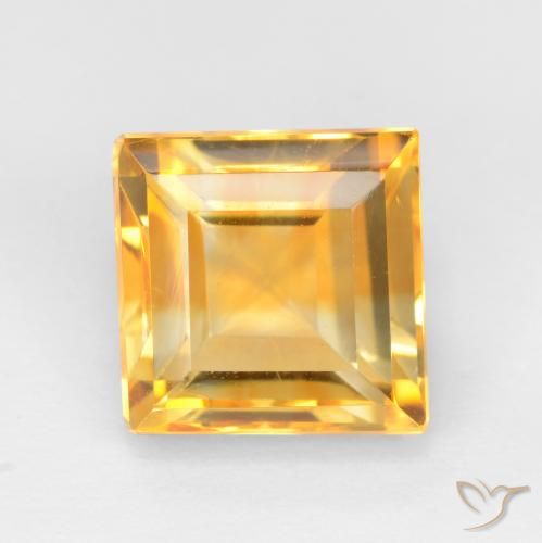 3.69ct Натуральный Средне-светлый оранжево-золотой Цитрин, Квадрат, Чистота VS