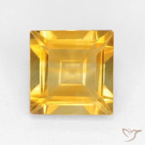 1.44ct Натуральный Золотисто-оранжевый Цитрин, Квадрат, Чистота VS