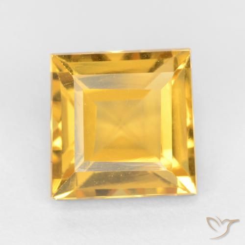1.51ct Натуральный Золотисто-оранжевый Цитрин, Квадрат, Чистота VS
