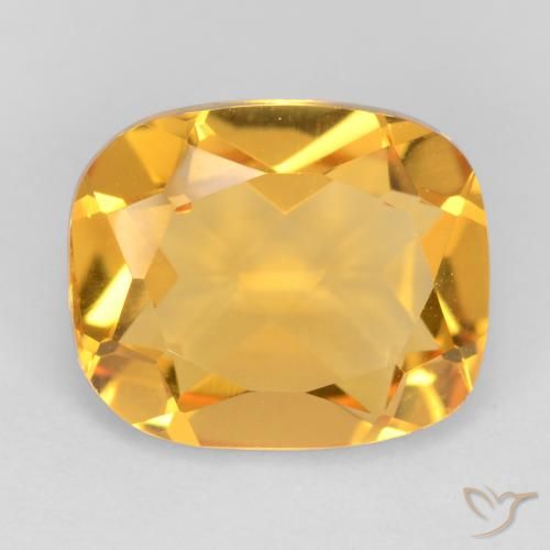 3.42ct Натуральный Золотисто-оранжевый Цитрин, Подушка, Чистота VS