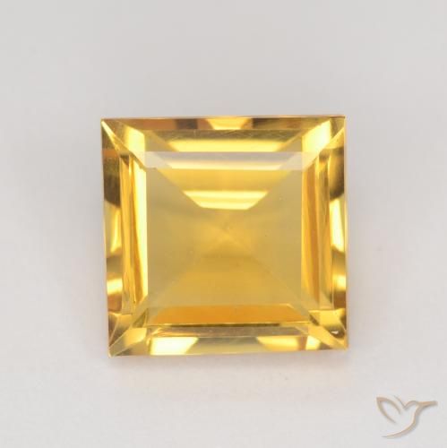 3.14ct Натуральный Золотисто-оранжевый Цитрин, Квадрат, Чистота VS