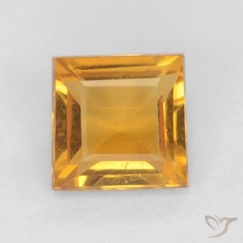 0.79ct Натуральный Темно-оранжево-золотой Цитрин, Квадрат, Чистота VS