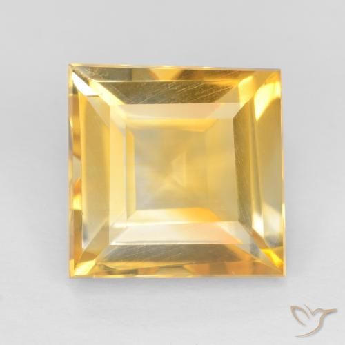 3.16ct Натуральный Светло-оранжево-золотой Цитрин, Квадрат, Чистота VS