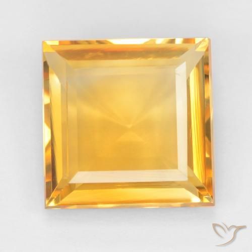 2.77ct Натуральный Средне-светлый оранжево-золотой Цитрин, Квадрат, Чистота VS