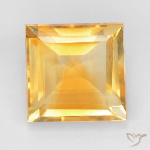 3.27ct Натуральный Оранжево-золотой Цитрин, Квадрат, Чистота VS