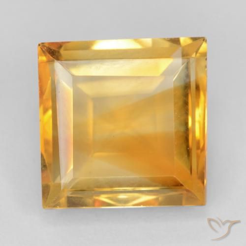 3.02ct Натуральный Оранжево-золотой Цитрин, Квадрат, VVS-VS
