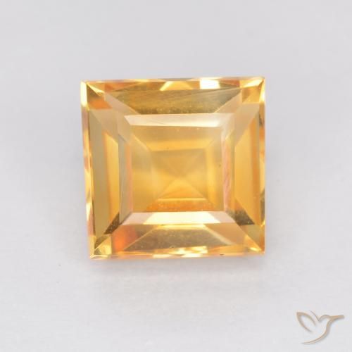 1.14ct Натуральный Оранжево-золотой Цитрин, Квадрат, Чистота VS