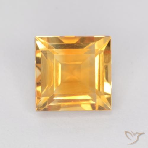 1.05ct Натуральный Средне-светлый оранжево-золотой Цитрин, Квадрат, Чистота VS