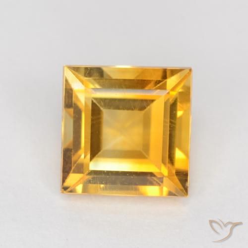 0.95ct Натуральный Темно-золотой апельсин Цитрин, Квадрат, Чистота VS
