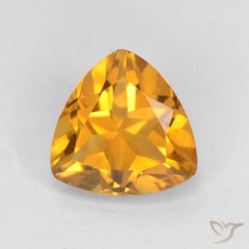 1.11ct Натуральный Глубокий оранжево-золотой Цитрин, Триллион, Чистота VS