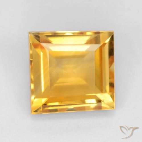 3.31ct Натуральный Золотисто-оранжевый Цитрин, Квадрат, Чистота VS