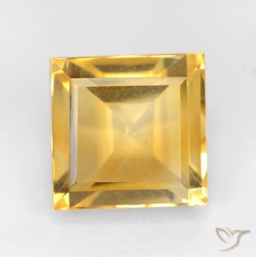 3.75ct Натуральный Золотисто-оранжевый Цитрин, Квадрат, Чистота VS