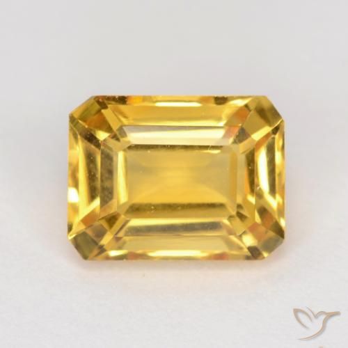 1.62ct Натуральный Золотой Цитрин, Изумрудная огранка, VVS-VS