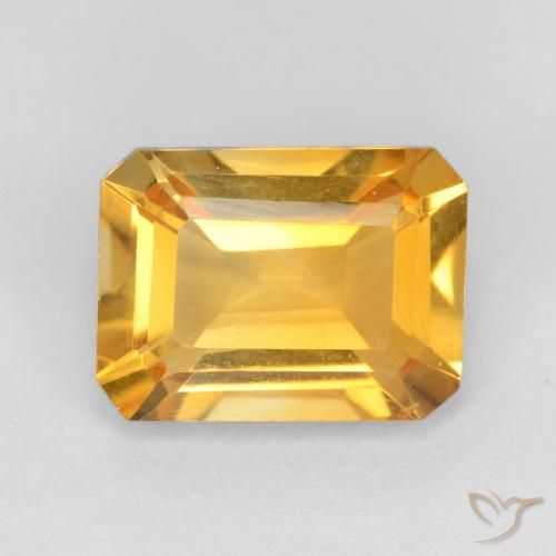 1.34ct Натуральный Золотисто-оранжевый Цитрин, Изумрудная огранка, VVS-VS