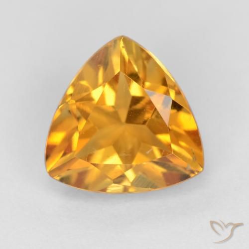 1.13ct Натуральный Глубокий оранжево-золотой Цитрин, Триллион, Чистота VS