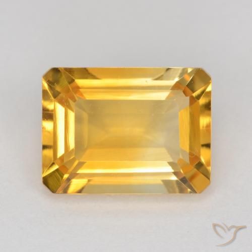 1.47ct Натуральный Средний золотой Цитрин, Изумрудная огранка, Чистота VS