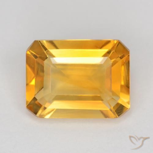 1.45ct Натуральный Темно-золотой апельсин Цитрин, Изумрудная огранка, Чистота VS