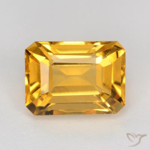 1.67ct Натуральный Темно-золотой апельсин Цитрин, Изумрудная огранка, Чистота VS