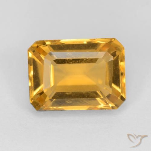 1.58ct Натуральный Темно-золотой апельсин Цитрин, Изумрудная огранка, VVS-VS