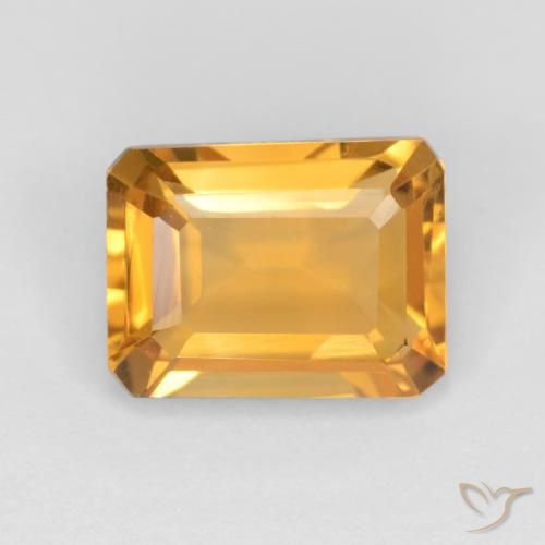 1.43ct Натуральный Темно-золотой Цитрин, Изумрудная огранка, VVS-VS