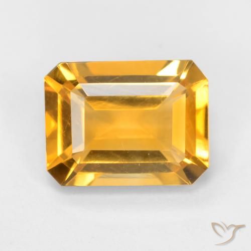1.58ct Натуральный Темно-золотой апельсин Цитрин, Изумрудная огранка, VVS-VS