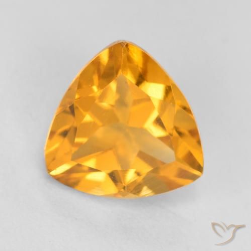 1.14ct Натуральный Глубокий оранжево-золотой Цитрин, Триллион, Чистота VS