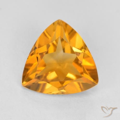 0.93ct Натуральный Глубокий оранжево-золотой Цитрин, Триллион, Чистота VS