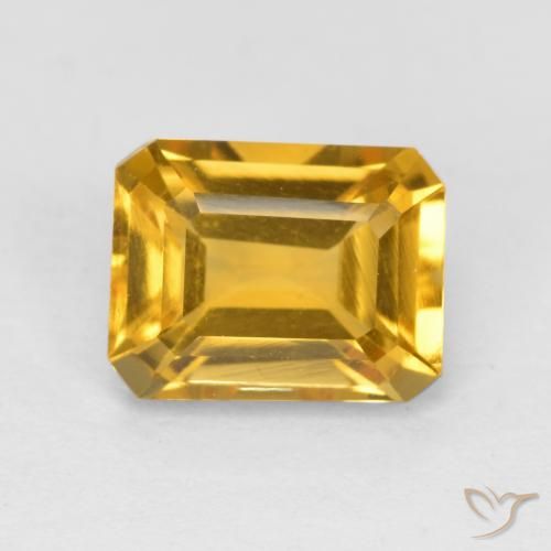 1.62ct Натуральный Золотой Цитрин, Изумрудная огранка, VVS-VS