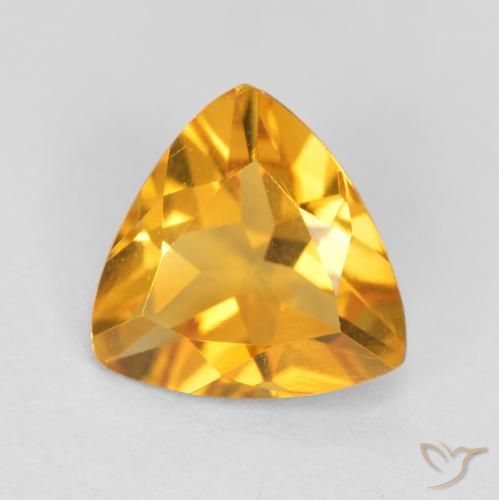 0.87ct Натуральный Глубокий оранжево-золотой Цитрин, Триллион, Чистота VS