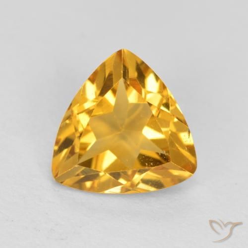 0.95ct Натуральный Средне-темный золотистый Цитрин, Триллион, Чистота VS