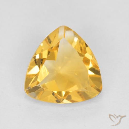 0.86ct Натуральный Средне-темный золотистый Цитрин, Триллион, VVS-VS