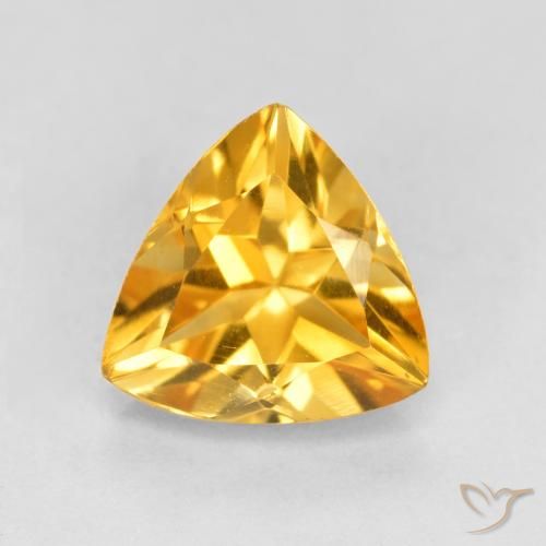 1.10ct Натуральный Средне-светлый оранжево-золотой Цитрин, Триллион, VVS-VS