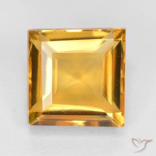 2.00ct Натуральный Золотой Цитрин, Квадрат, VVS-VS