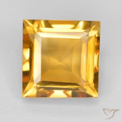 1.87ct Натуральный Средне-светлый оранжево-золотой Цитрин, Квадрат, VVS-VS