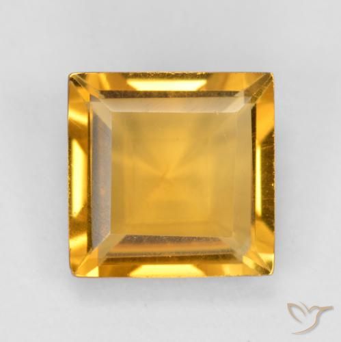 1.48ct Натуральный Оранжево-золотой Цитрин, Квадрат, Чистота VS