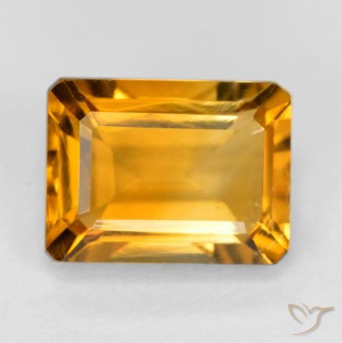 1.67ct Натуральный Оранжево-золотой Цитрин, Изумрудная огранка, Чистота VS