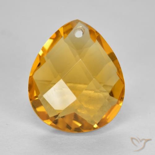 3.49ct Натуральный Темно-оранжево-золотой Цитрин, Форма груши, VVS-VS
