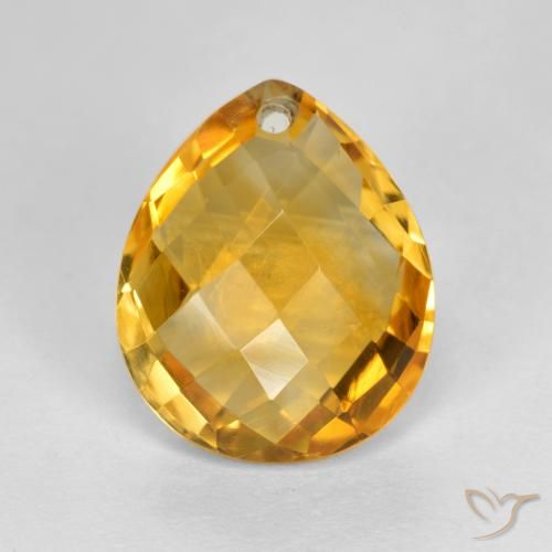 3.73ct Натуральный Темно-золотой Цитрин, Форма груши, VVS-VS