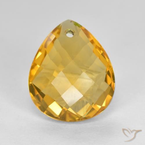 3.61ct Натуральный Темно-золотой апельсин Цитрин, Форма груши, VVS-VS