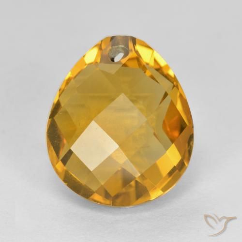 4.06ct Натуральный Темно-золотой апельсин Цитрин, Форма груши, VVS-VS