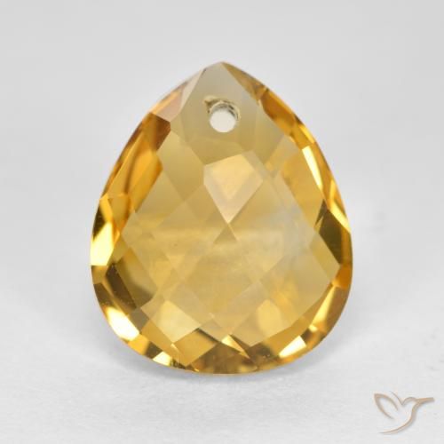 3.69ct Натуральный Средне-темный золотистый Цитрин, Форма груши, VVS-VS