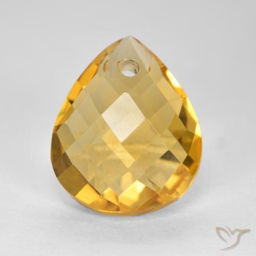 3.82ct Натуральный Средне-темный золотистый Цитрин, Форма груши, VVS-VS