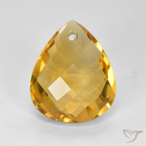 3.38ct Натуральный Средне-темный золотистый Цитрин, Форма груши, VVS-VS
