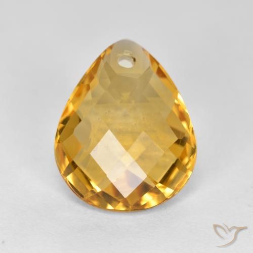 3.45ct Натуральный Темно-золотой Цитрин, Форма груши, VVS-VS