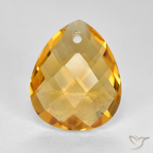 3.28ct Натуральный Темно-золотой Цитрин, Форма груши, VVS-VS