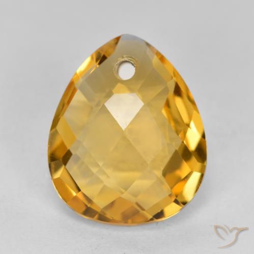 3.37ct Натуральный Темно-золотой апельсин Цитрин, Форма груши, VVS-VS