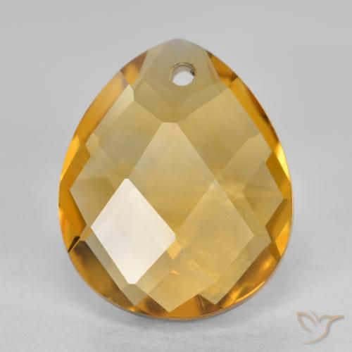 3.75ct Натуральный Оранжево-золотой Цитрин, Форма груши, VVS-VS