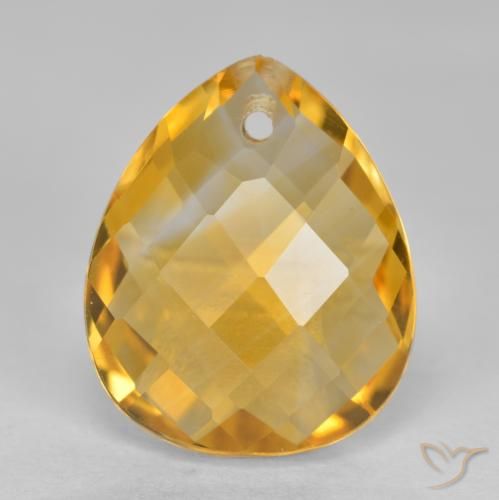 3.60ct Натуральный Темно-золотой апельсин Цитрин, Форма груши, VVS-VS