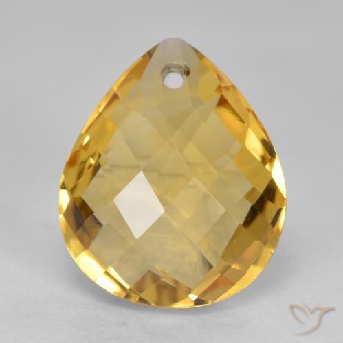 3.44ct Натуральный Средне-темный золотистый Цитрин, Форма груши, VVS-VS