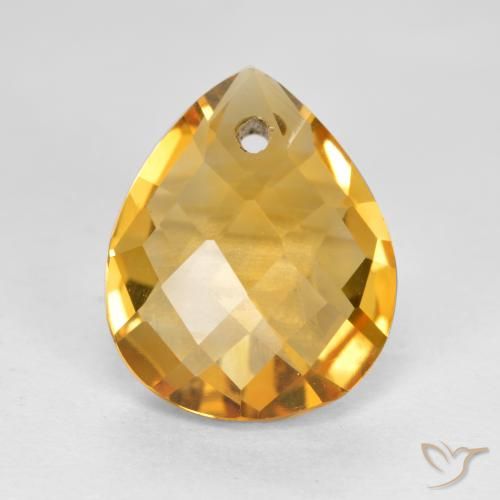 3.68ct Натуральный Темно-золотой апельсин Цитрин, Форма груши, VVS-VS